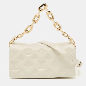 Louis Vuitton White Monogram Embossed Leather Pochette Coussin Bag, Clutches & Special Occasion Bags - Luxury Closet catalog