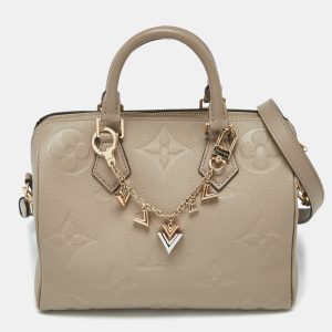 Louis Vuitton Tourterelle Monogram Impreinte Leather Speedy 25 Bandouliere Bag, Satchels - Luxury Closet