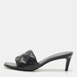 Louis Vuitton Black Monogram Embossed Leather Revival Slide Sandals Size 38.5, Sandals - Luxury Closet catalog