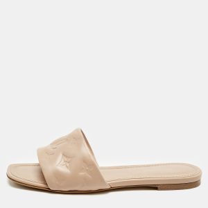 Louis Vuitton Dusty Pink Monogram Embossed Leather Revival Flat Slides Size 38, Flats - Luxury Closet catalog