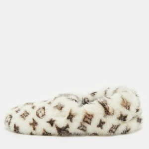 Louis Vuitton White/Brown Monogram Mink Fur House Slide Sandals Size 42, Sandals - Luxury Closet catalog