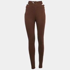 LPA Brown Jersey Tie-Up Waist Trousers M, Clothing - Luxury Closet