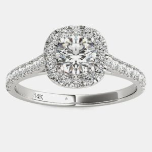 14K White Gold Natural Diamond Halo Engagement Ring (1.00 Ctw) US 7, Rings - Luxury Closet catalog