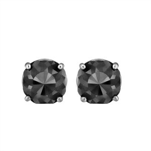 14K White Gold Black Stone Stud Earrings (Appox 5.00 cts), Earrings - Luxury Closet