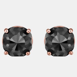 14K Rose Gold Black Stone Stud Earrings (Appox 5.00 cts), Earrings - Luxury Closet