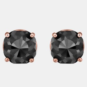 14K Rose Gold Black Stone Stud Earrings (Appox 6.00 cts), Earrings - Luxury Closet