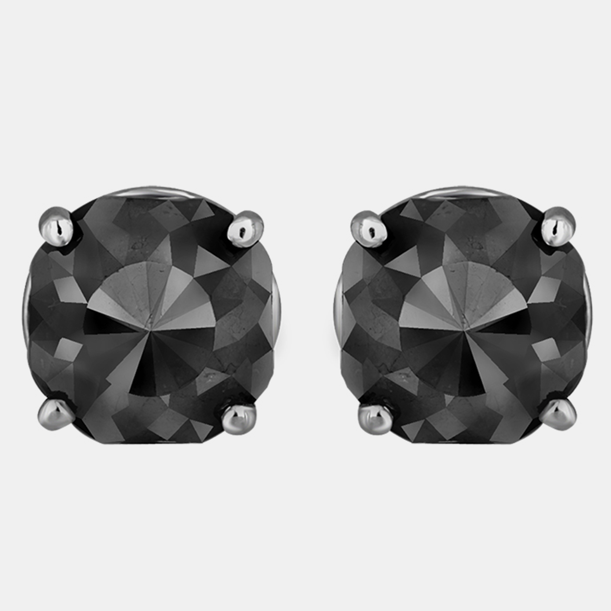 14K White Gold Black Stone Stud Earrings (Appox 7.00 cts), Earrings - Luxury Closet