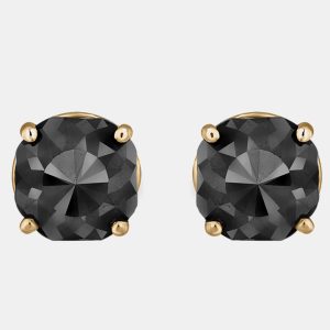 14K Yellow Gold Black Stone Stud Earrings (Appox 7.00 cts), Earrings - Luxury Closet