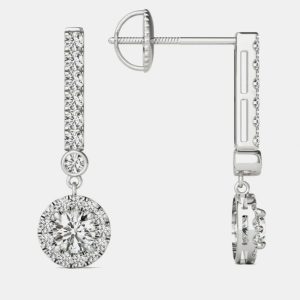 14K Gold Natural Diamond Dangle Halo Screw Back Earrings (3/4 Ctw), Earrings - Luxury Closet