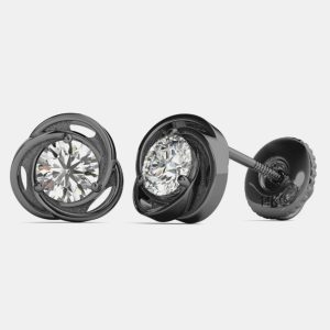 14K White Gold/Black Rhodium Natural Diamond Earrings (1/2 Ctw), Earrings - Luxury Closet