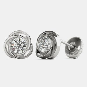 14K White Gold Solitaire Natural Diamond Stud Earrings (1/2 Ctw), Earrings - Luxury Closet