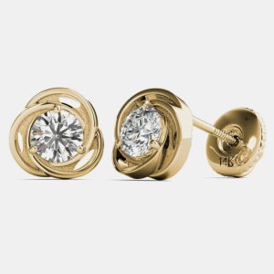 14K Yellow Gold Solitaire Natural Diamond Stud Earrings (1/2 Ctw), Earrings - Luxury Closet