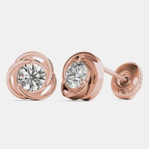 14K Rose Gold Solitaire Natural Diamond Stud Earrings (1/2 Ctw), Earrings - Luxury Closet