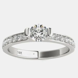 14K White Gold Natural Diamond Engagement Ring (2/3 Ctw) US 7, Rings - Luxury Closet catalog