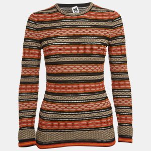 M Missoni Orange/Black Patterned Knit Long Sleeve Top S, Shirts & Tops - Luxury Closet catalog