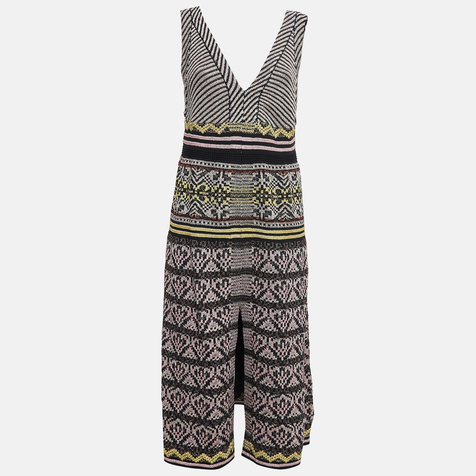 M Missoni Multicolor Patterned Lurex Knit Sleeveless Midi Dress M, Dresses - Luxury Closet