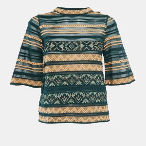 M Missoni Green Patterned Knit Top S, Shirts & Tops - Luxury Closet