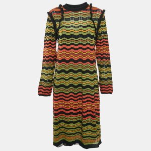 M Missoni Multicolor Patterned Knit Ruffle Detail Midi Dress L, Dresses - Luxury Closet