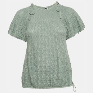 M Missoni Green Textured Lurex Knit Top L, Shirts & Tops - Luxury Closet