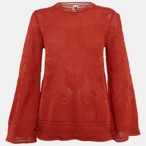 M Missoni Rust Orange Patterned Knit Round Neck Top S, Shirts & Tops - Luxury Closet catalog