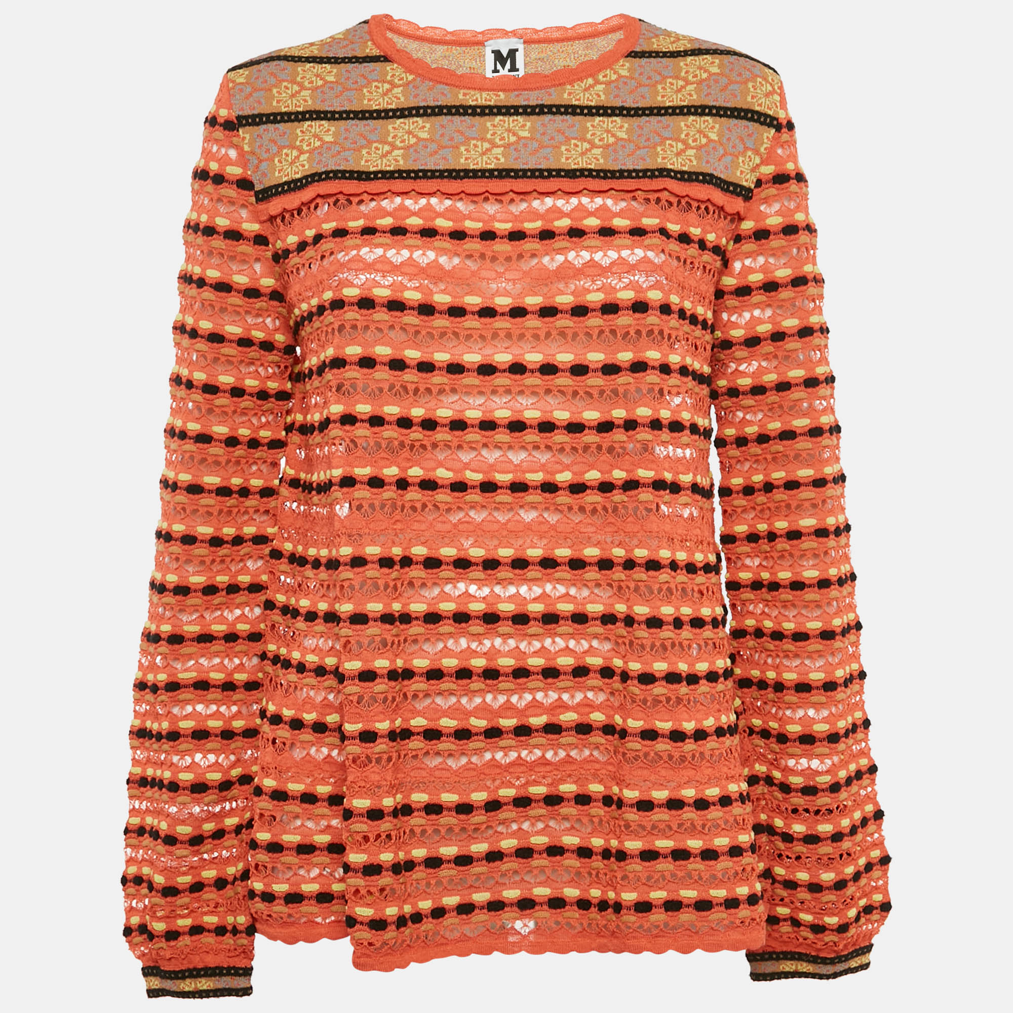 M Missoni Multicolor Patterned Knit Long Sleeve Top L, Shirts & Tops - Luxury Closet