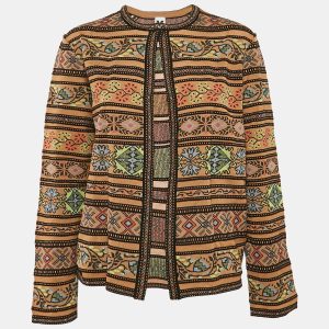 M Missoni Multicolor/Brown Wool Blend Full Sleeve Cardigan L, Sweaters & Cardigans - Luxury Closet