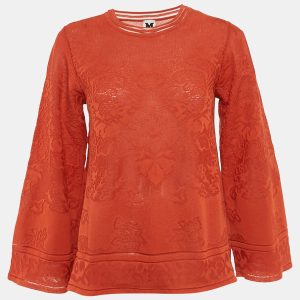 M Missoni Burnt Orange Floral Knit Long Sleeve Top M, Shirts & Tops - Luxury Closet