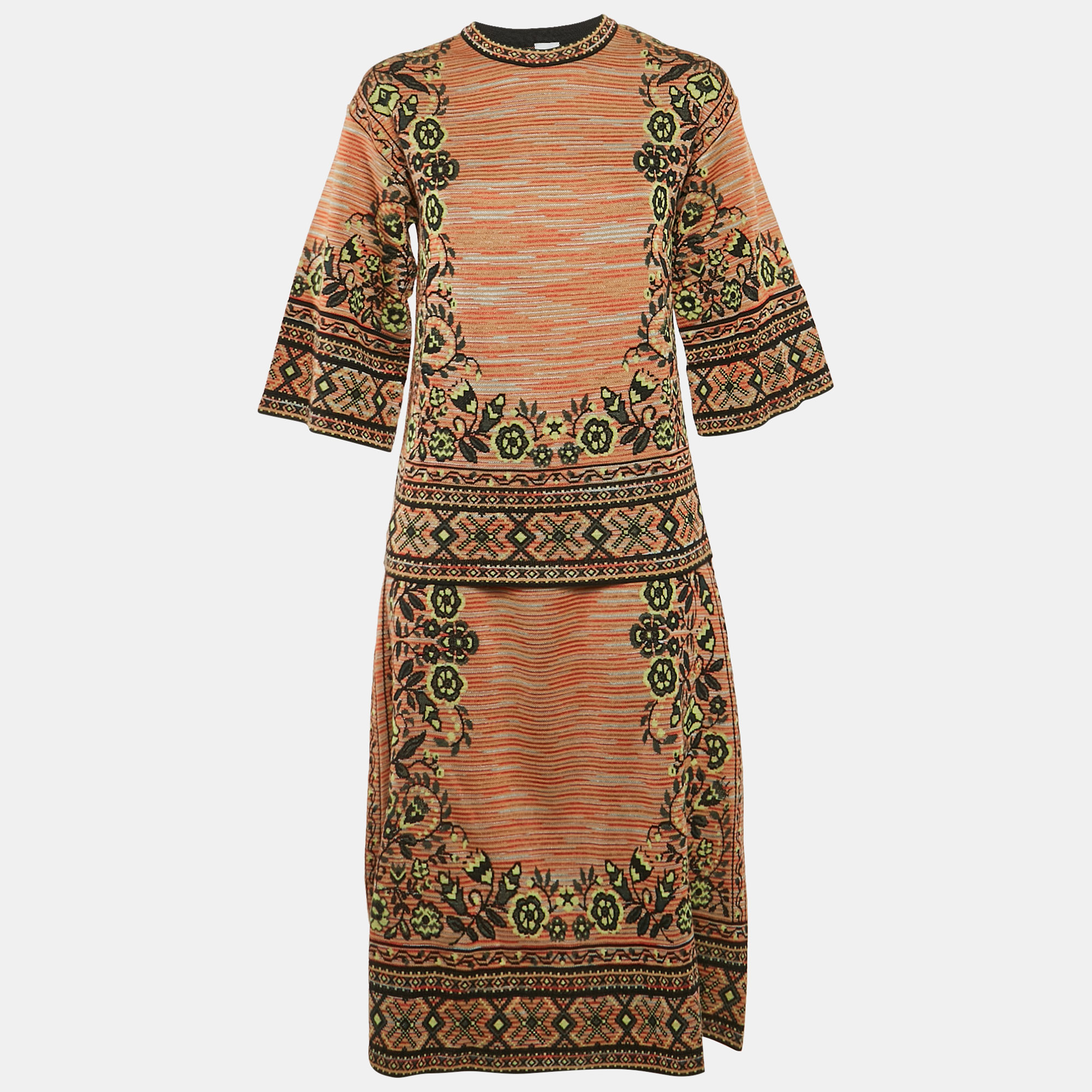 M Missoni Multicolor Wool Blend Patterned Knit Top and Midi Skirt Set M/S, Suits - Luxury Closet catalog