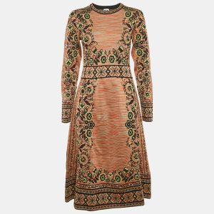 M Missoni Multicolor Patterned Knit Long Sleeve Midi Dress S, Dresses - Luxury Closet