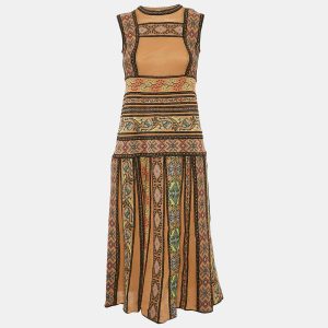 M Missoni Beige Patterned Intarsia Wool Knit Sleeveless Midi Dress S, Dresses - Luxury Closet catalog