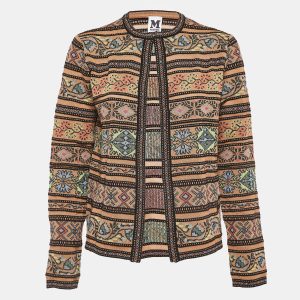 M Missoni Beige Floral Intarsia Knit Long Sleeve Cardigan S, Sweaters & Cardigans - Luxury Closet