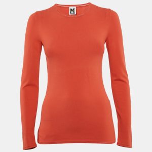 M Missoni Orange Knit Long Sleeve Crewneck Top M, Shirts & Tops - Luxury Closet