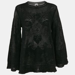 M Missoni Black Floral Knit Long Sleeve Top L, Shirts & Tops - Luxury Closet catalog