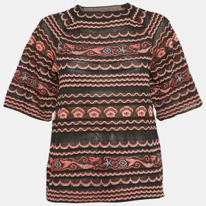 M Missoni Black/Pink Wave Patterned Lurex Knit Top S, Shirts & Tops - Luxury Closet