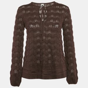 M Missoni Purple Patterned Knit Keyhole Neck Top S, Shirts & Tops - Luxury Closet catalog
