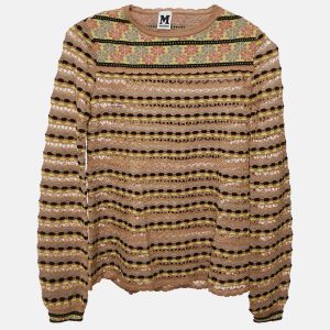 M Missoni Brown Floral Perforated Knit Top S, Shirts & Tops - Luxury Closet