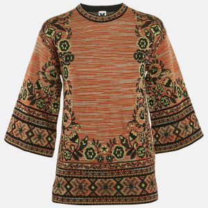 M Missoni Beige/Green Floral Patterned Knit Top S, Shirts & Tops - Luxury Closet