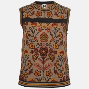 M Missoni Brown Floral Pattern Knit Sleeveless Top M, Shirts & Tops - Luxury Closet
