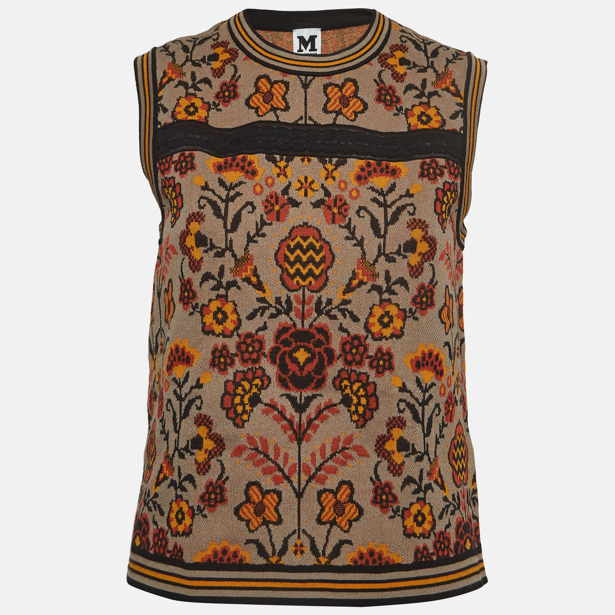 M Missoni Brown Floral Pattern Knit Sleeveless Top M, Shirts & Tops - Luxury Closet catalog