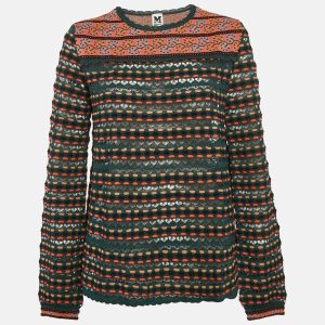 M Missoni Teal Blue Pointelle Knit Long Sleeve Knit Top L, Shirts & Tops - Luxury Closet