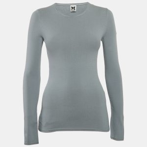 M Missoni Grey Stretch Knit Crewneck Sweatshirt L, Clothing - Luxury Closet