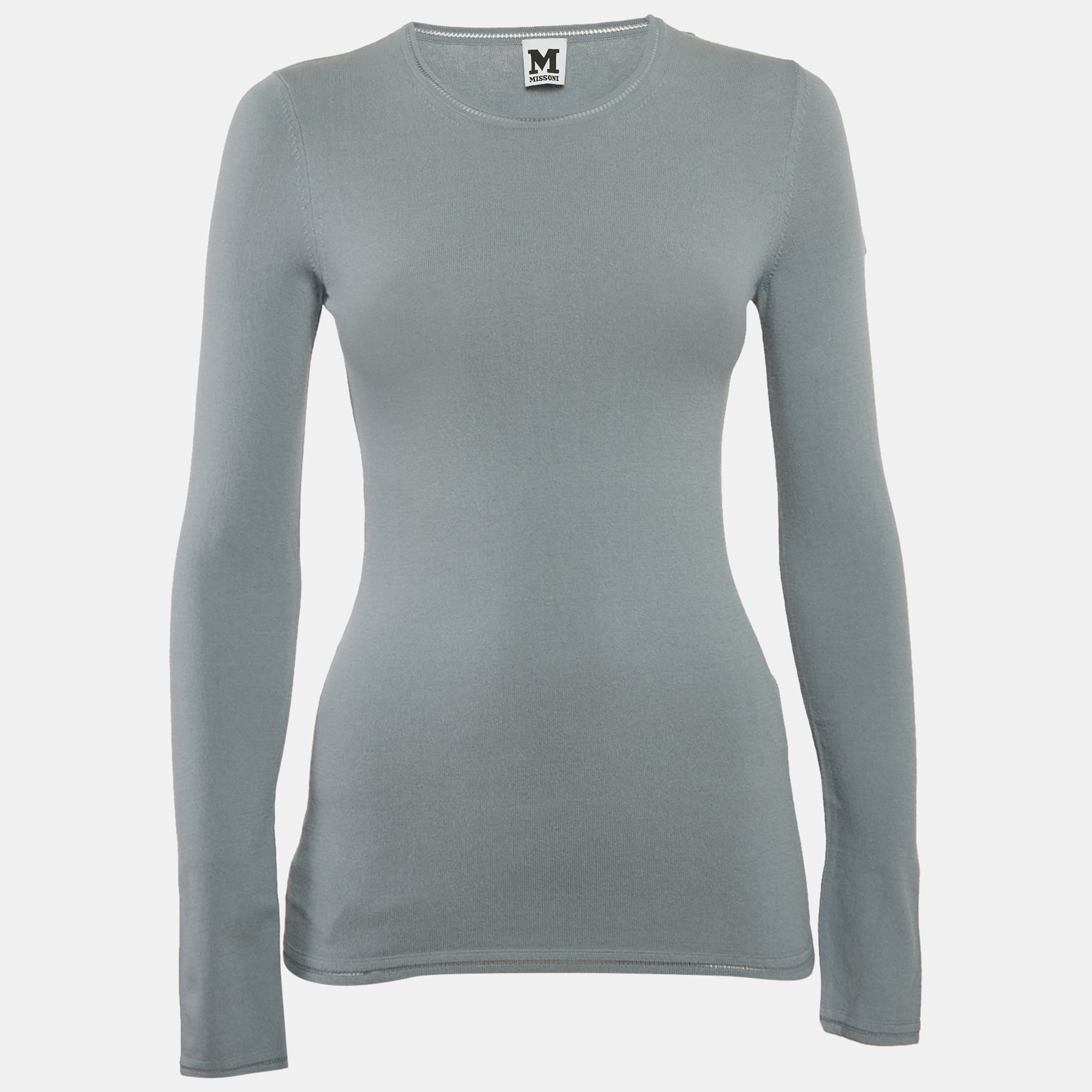 M Missoni Grey Stretch Knit Crewneck Sweatshirt S, Sweaters & Cardigans - Luxury Closet catalog