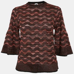 M Missoni Black/Multicolor Pinhole Pattern Knit Sweater Top S, Shirts & Tops - Luxury Closet