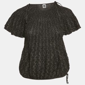 M Missoni Black Lurex Knit Short Sleeve Top L, Shirts & Tops - Luxury Closet