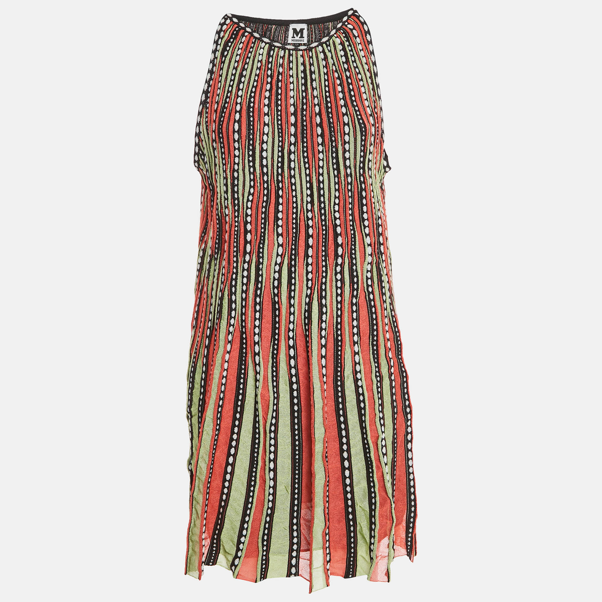 M Missoni Orange/Green Patterned Knit A-Line Mini Dress L, Dresses - Luxury Closet