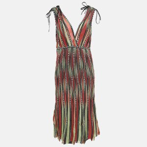 M Missoni Orange/Green Alga and Bubble Pattern Knit Sleeveless Midi Dress L, Dresses - Luxury Closet