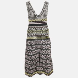 M Missoni Black/Pink Patterned Knit V-Neck Midi Dress S, Dresses - Luxury Closet catalog