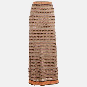 M Missoni Brown Stripe Pointelle Knit Maxi Skirt S, Skirts - Luxury Closet