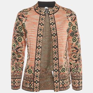 M Missoni Beige/Green Floral Pattern Knit Cardigan M, Sweaters & Cardigans - Luxury Closet