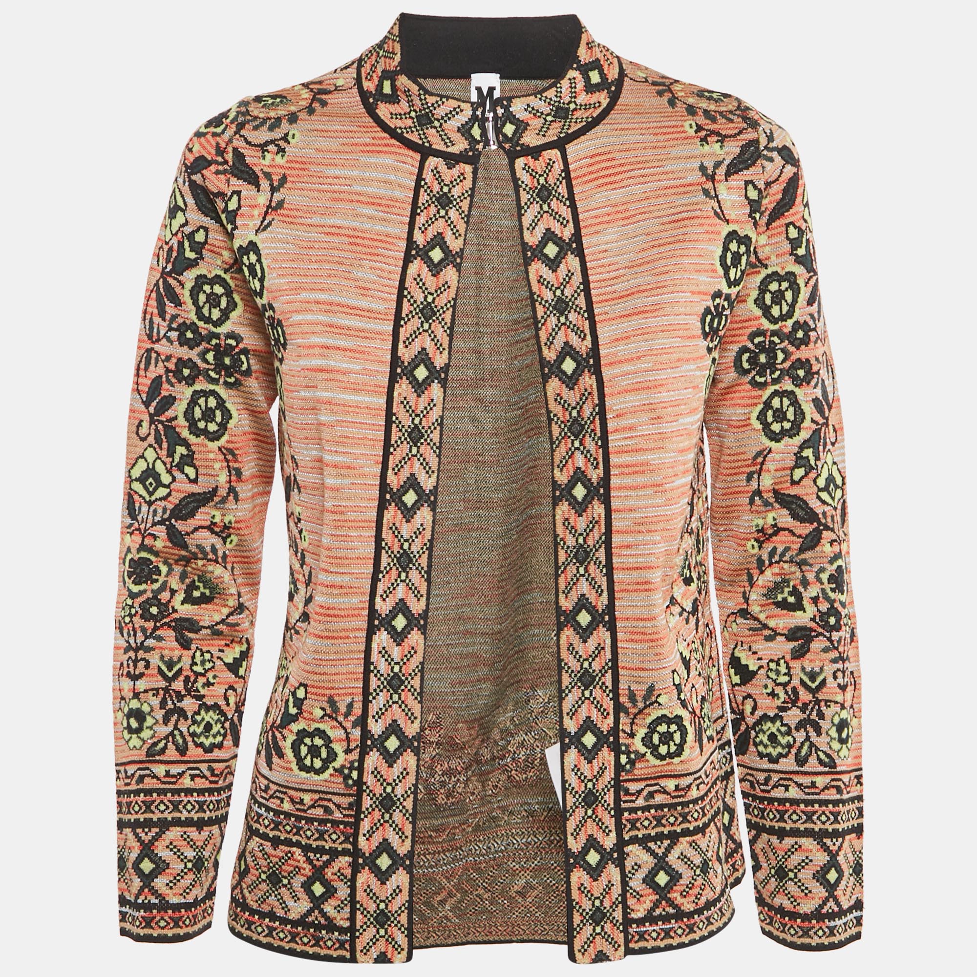 M Missoni Beige/Green Floral Pattern Knit Cardigan M, Sweaters & Cardigans - Luxury Closet